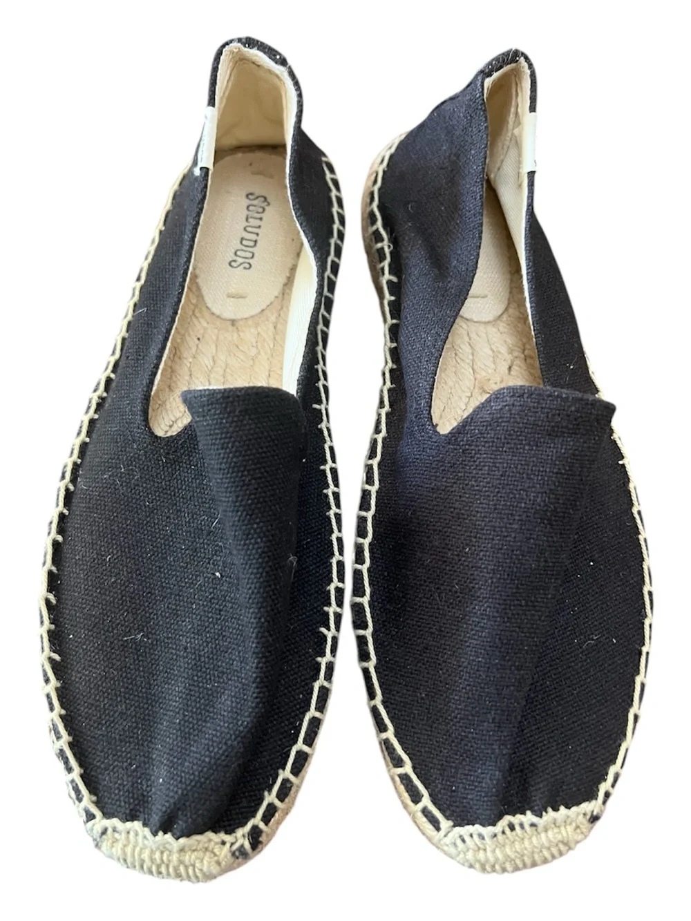Soludos Espadrilles Womens 8 Black Canvas Slip On Flats Rope Sole